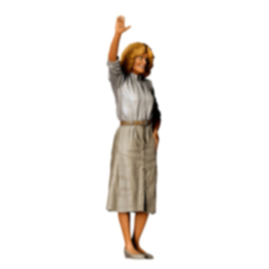 3DP Miniatures 0: Stehende Figur: Frau mit erhobener Hand zum Gruß & Hand in Tasche (Ref. Nr. 506)