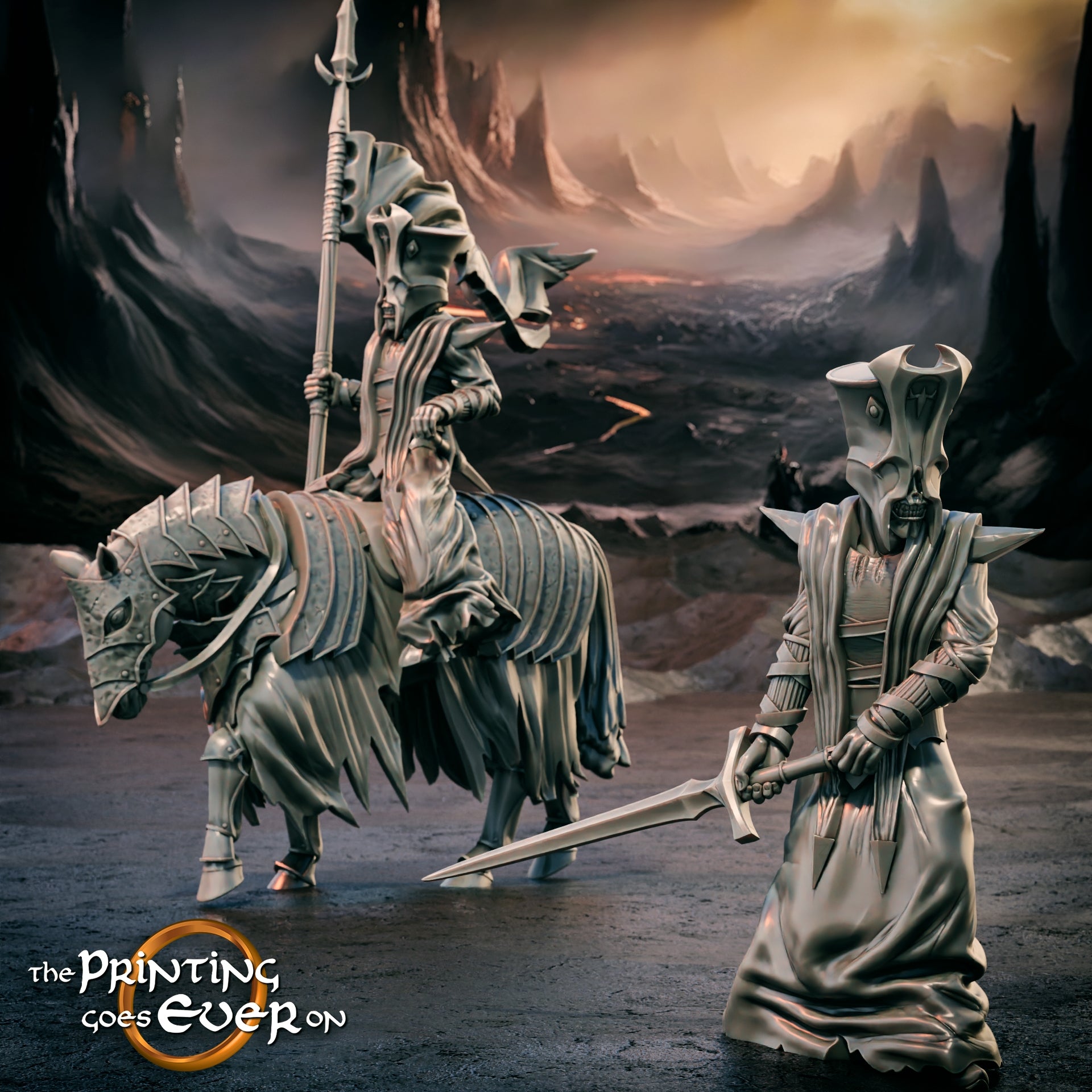 Product photo Tabletop 28mm The Printing Goes Ever On (TPGEO) 0: Dark Ambassador - Mounted and Foot - Regent of the Dark Realm