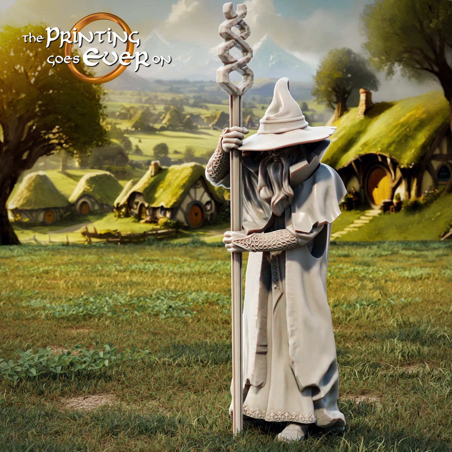 Product photo Tabletop 28mm The Printing Goes Ever On (TPGEO) 0: Shadowy Intruders - Dark Wizard with Sinister Followers