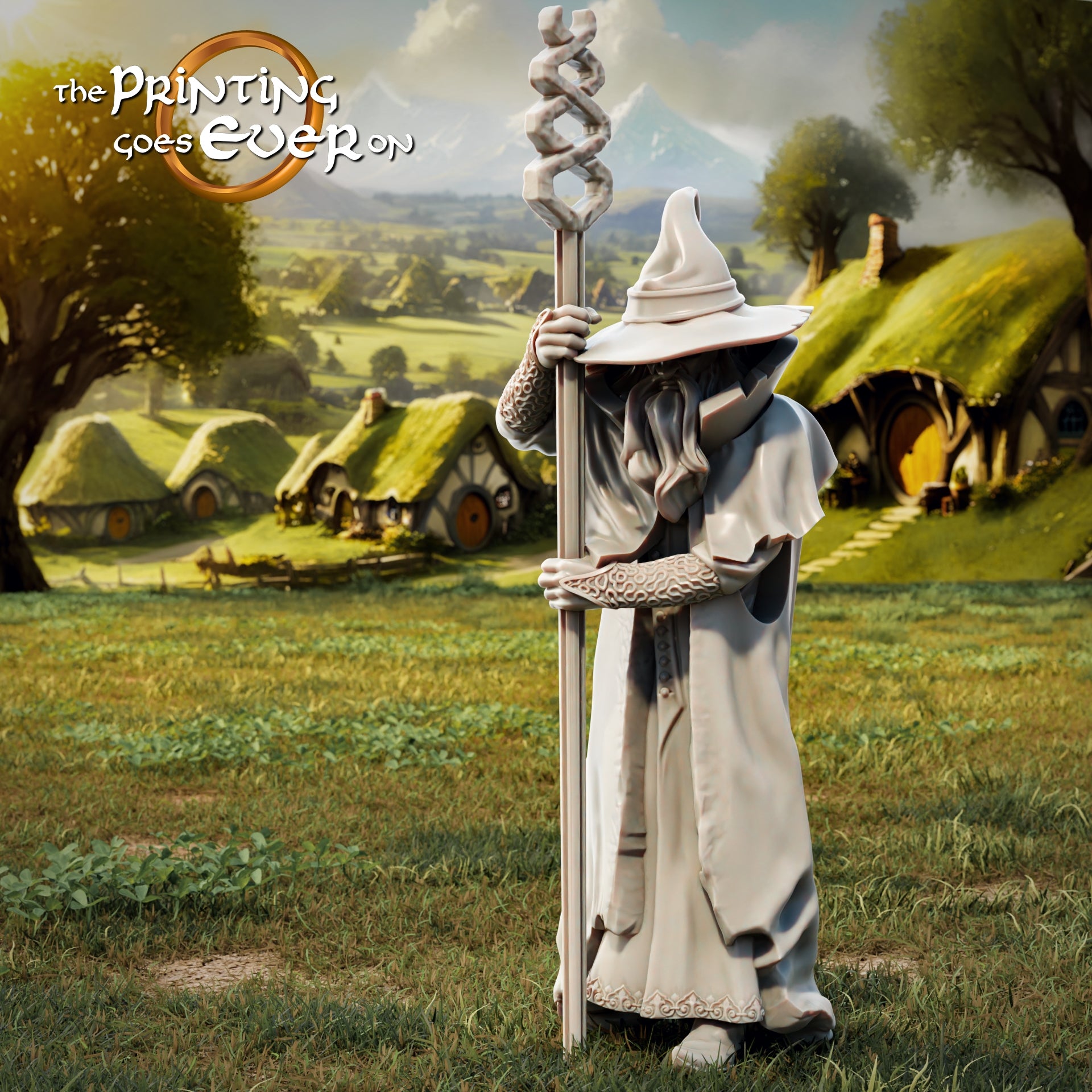 Product photo Tabletop 28mm The Printing Goes Ever On (TPGEO) 0: Shadowy Intruders - Dark Wizard with Sinister Followers