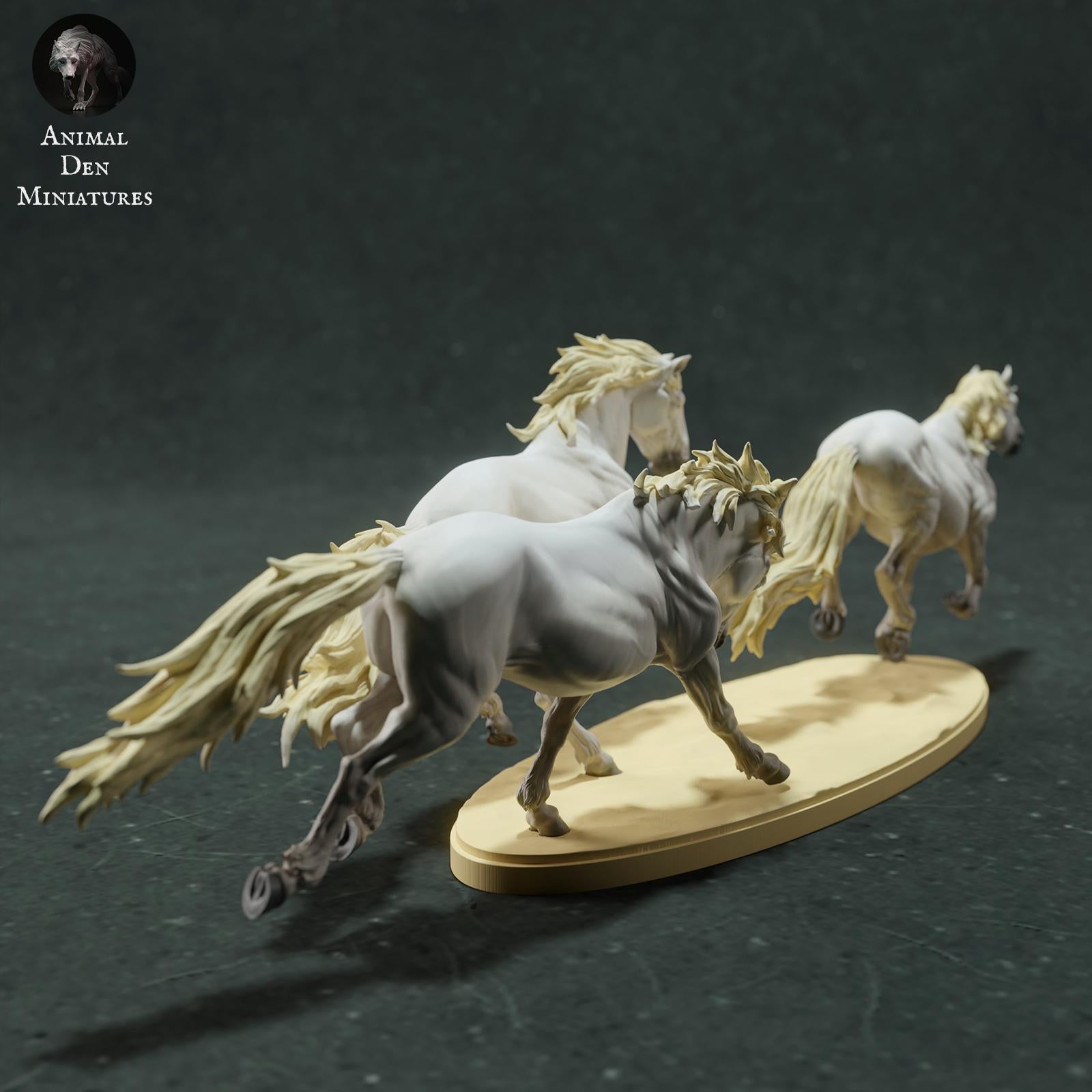 Product photo Animal Figure Diorama, Model Building: 0: Wildlife Figure: running Camargue Horses (Ref 01_01_73)