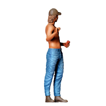 Diorama model building product photo 0: Shirtless man with cap – figure holding a drink (Ref. No. 439)