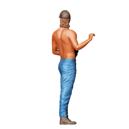 Diorama model building product photo 0: Shirtless man with cap – figure holding a drink (Ref. No. 439)