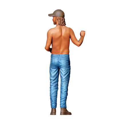 Diorama model building product photo 0: Shirtless man with cap – figure holding a drink (Ref. No. 439)