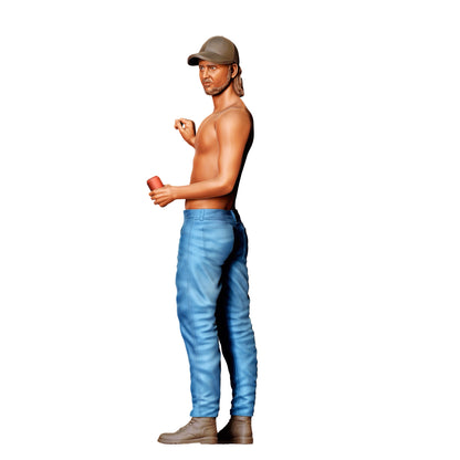 Diorama model building product photo 0: Shirtless man with cap – figure holding a drink (Ref. No. 439)