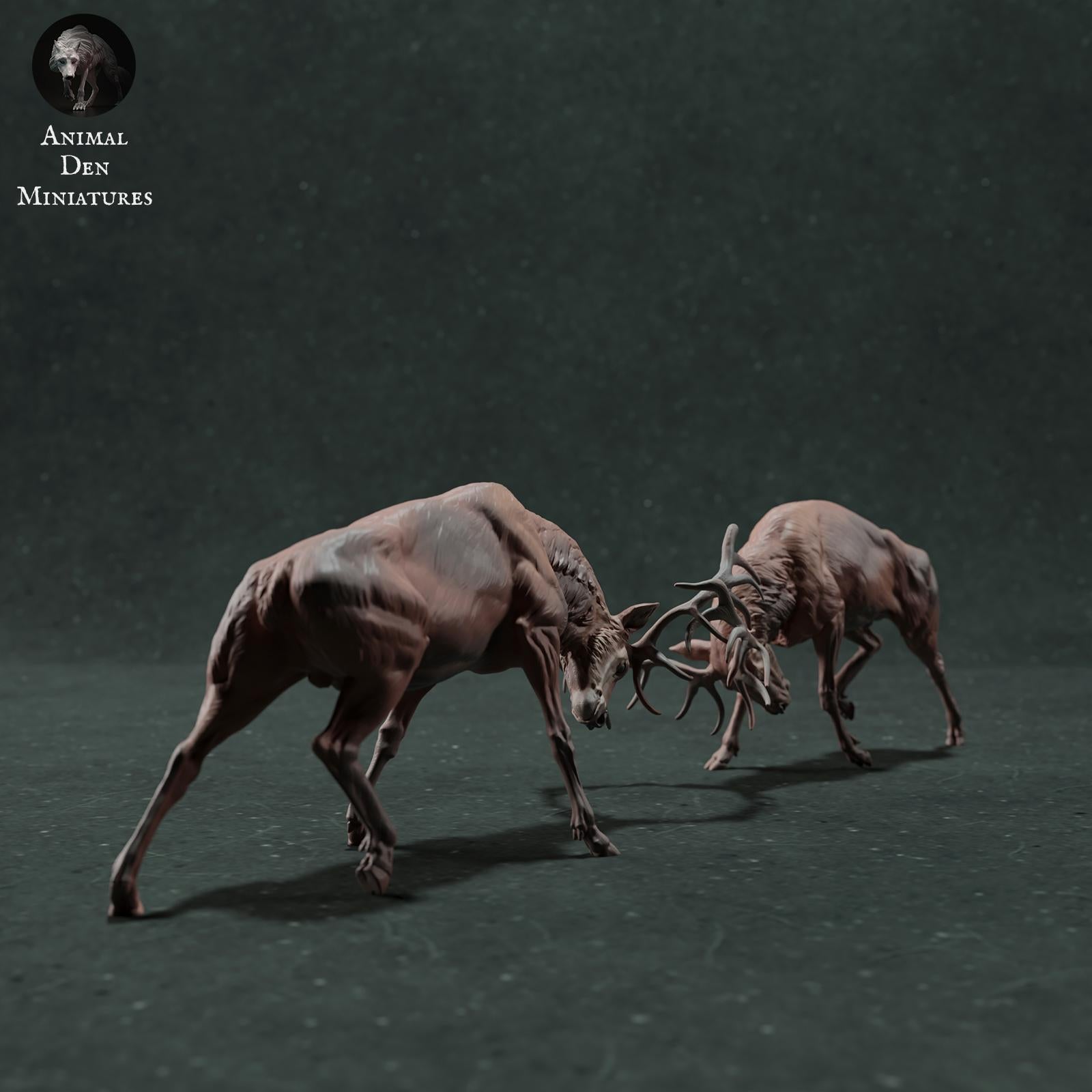Product photo Animal Figure Diorama, Model Building: 0: Wildlife Figure: Fighting Red Deer – Stag Fight Diorama (Ref 01_01_71)