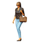 Woman with sunglasses and handbag – figure in jeans and leather jacket (Ref. No. 423)