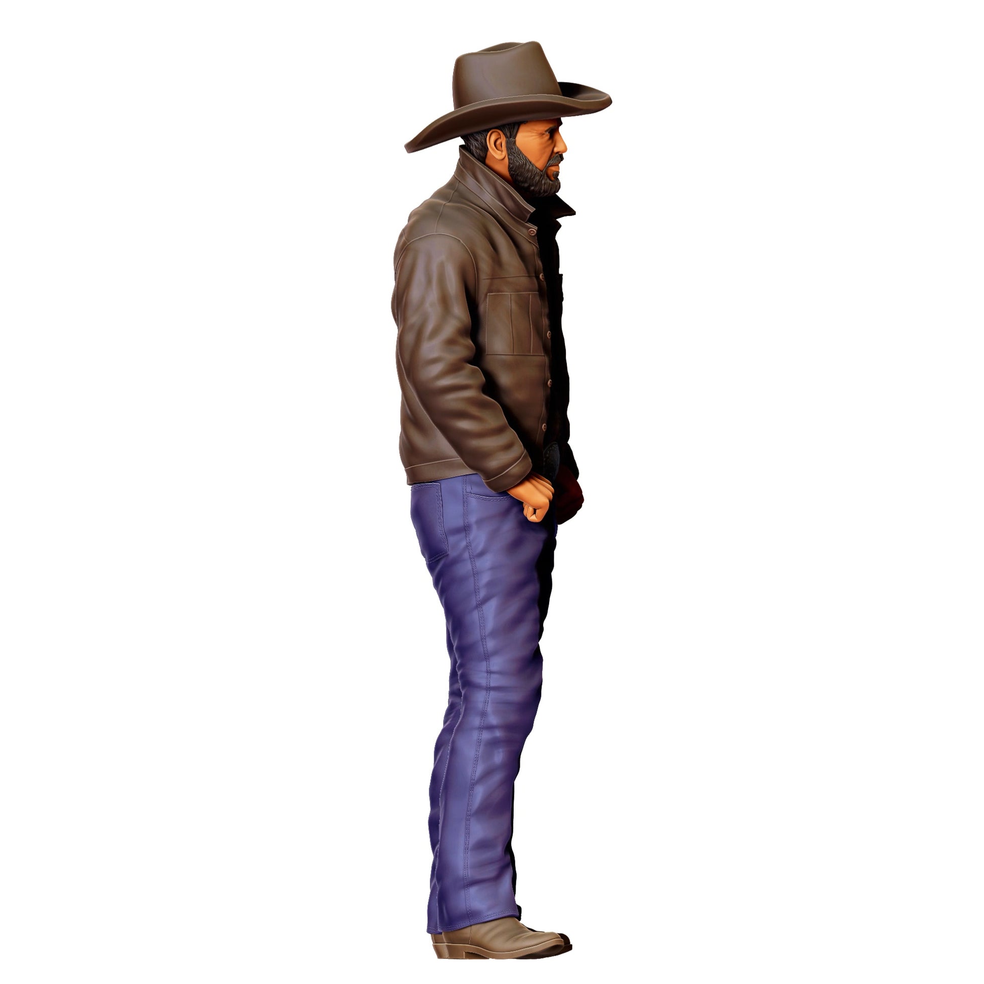 3DP Miniatures 1: Stehende Figur: Cowgirl mit Hut, Jacke & Stiefeln, Hände in den Taschen (Ref. Nr. 460)