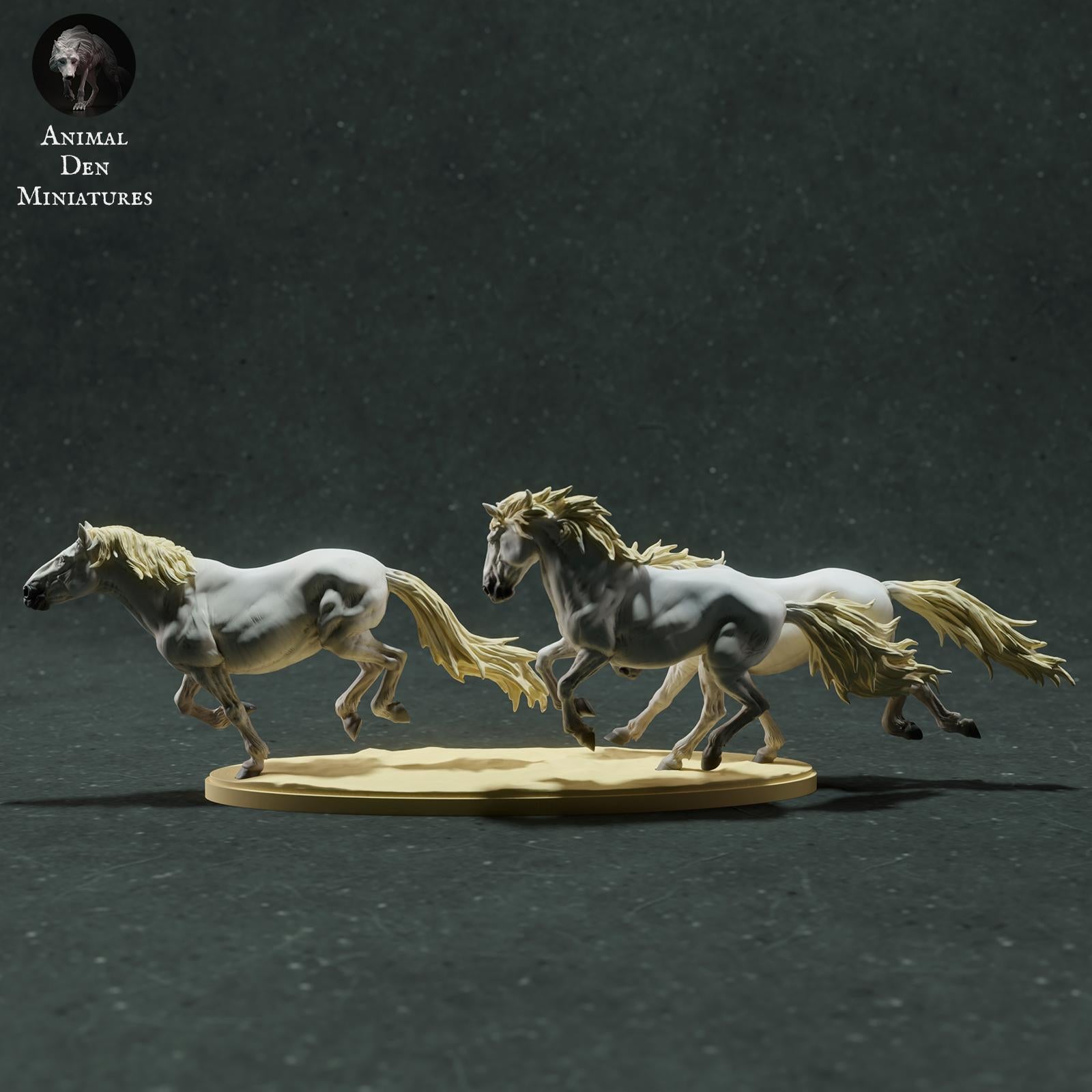 Product photo Animal Figure Diorama, Model Building: 0: Wildlife Figure: running Camargue Horses (Ref 01_01_73)