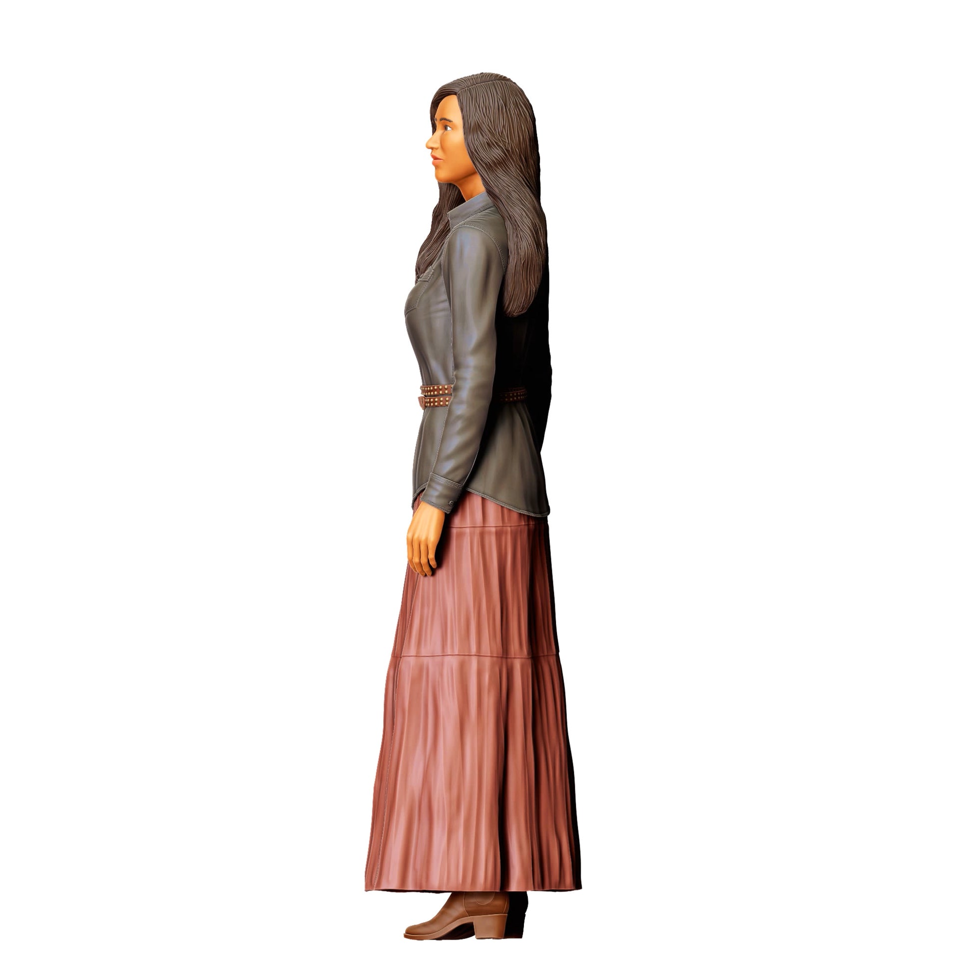 3DP Miniatures 3: Stehende Figur: Frau mit langem Rock, Hemd & Gürtel (Ref. Nr. 461)