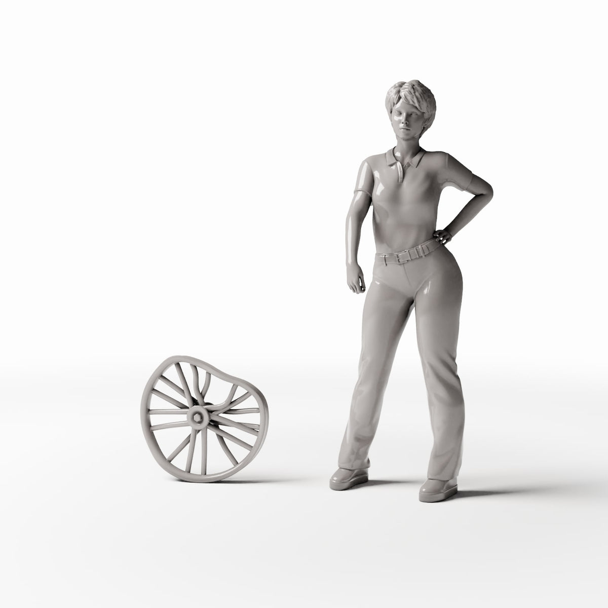 Diorama Modellbau Produktfoto 1: Diorama Werkstatt: Beschädigtes Fahrradlaufrad (Ref. 603D)