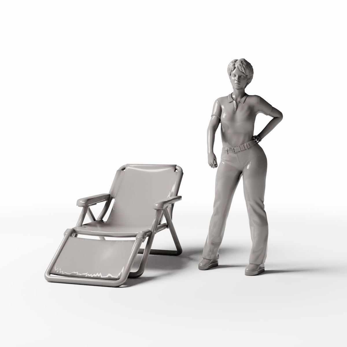 Diorama model-building product photo 1: Diorama Furniture: Folding Sun Lounger with Footrest (Ref. 648D)