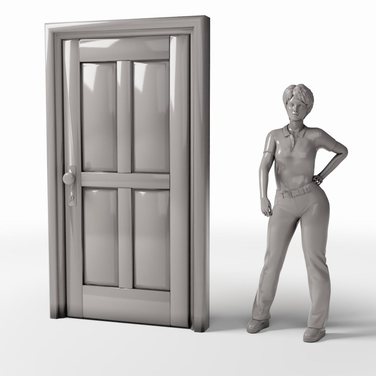 Diorama model-building product photo 1: Diorama Building: Panelled Door with Knob (Ref. 707D)