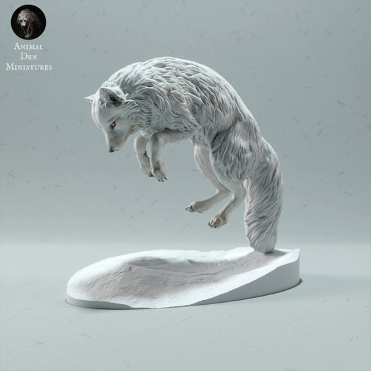 Product photo animal figurine Animal Den Miniatures 0: Polar animal figurine: Arctic fox - jumping (22_12_17)