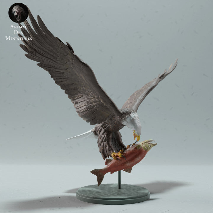 Product photo animal figure Animal Den Miniatures 0: Wildlife animal figure: Bald eagle eating a salmon (23_01_14)