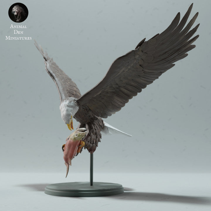 Product photo animal figure Animal Den Miniatures 3: Wildlife animal figure: Bald Eagle - eating a salmon (23_01_14)
