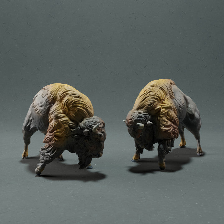 Product photo animal figure Animal Den Miniatures 0: Wild animal figure: American bison - fighting (22_10_13)