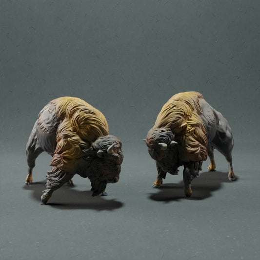 Product photo animal figure Animal Den Miniatures 0: Wild animal figure: American bison - fighting (22_10_13)