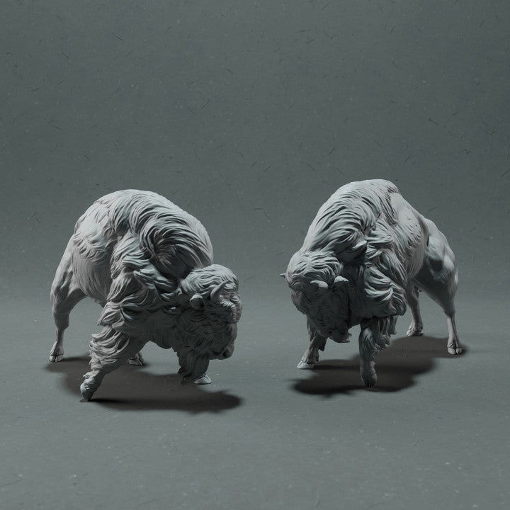 Product photo animal figure Animal Den Miniatures 1: Wild animal figure: American bison - fighting (22_10_13)