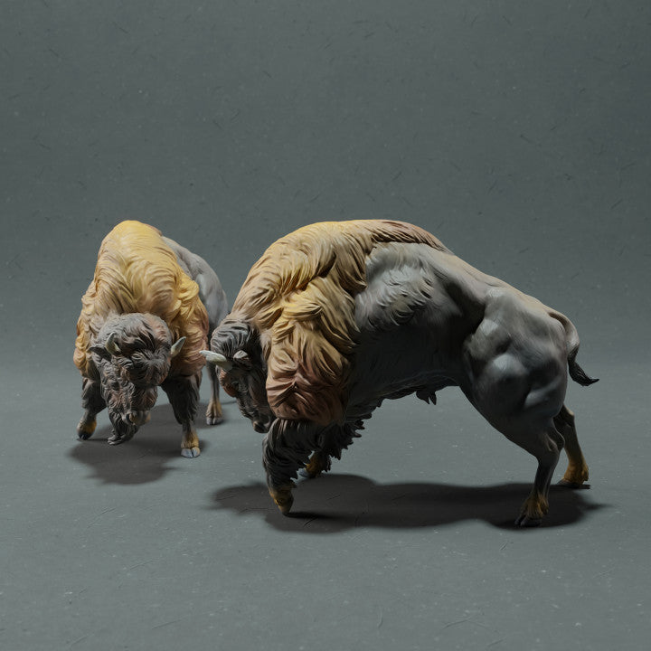 Product photo animal figure Animal Den Miniatures 2: Wild animal figure: American bison - fighting (22_10_13)