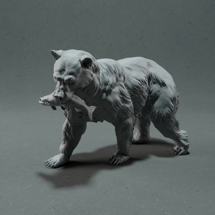 Product photo animal figure Animal Den Miniatures 1: Wild animal figure: Grizzly bear with salmon (22_10_16)
