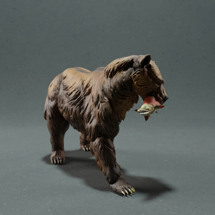 Product photo animal figure Animal Den Miniatures 2: Wild animal figure: Grizzly bear with salmon (22_10_16)
