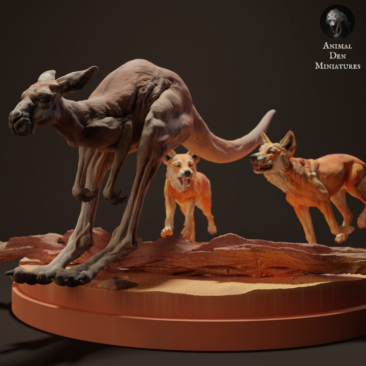 Product photo animal figure Animal Den Miniatures 2: Wildlife animal figure: Dingoes hunting a Red Kangaroo (23_04_09)