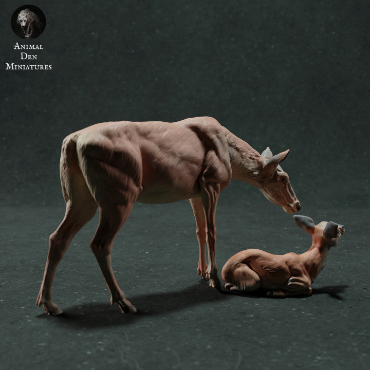 Product photo animal figure Animal Den Miniatures 1: Wildlife animal figure: red deer hind with calf (22_11_10)
