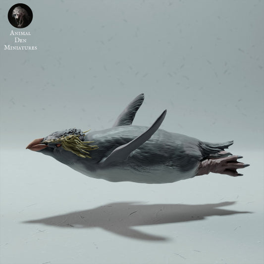 Product photo animal figure Animal Den Miniatures 0: Marine animal figure: Rockhopper Penguin - swimming (22_12_10)