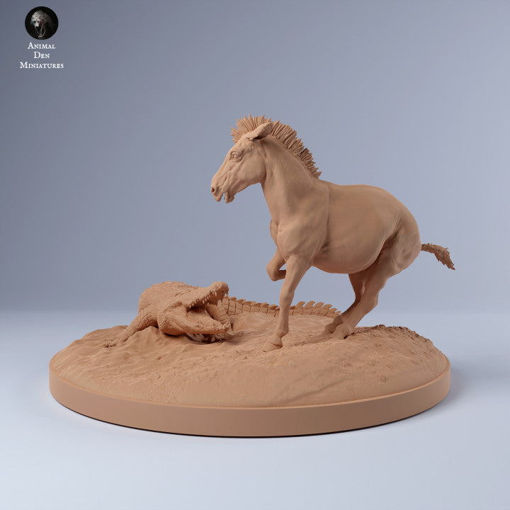 Product photo Animal Figure Diorama, Model Building: 0: Zebra and Crocodile at the Waterhole: Animals from Africa