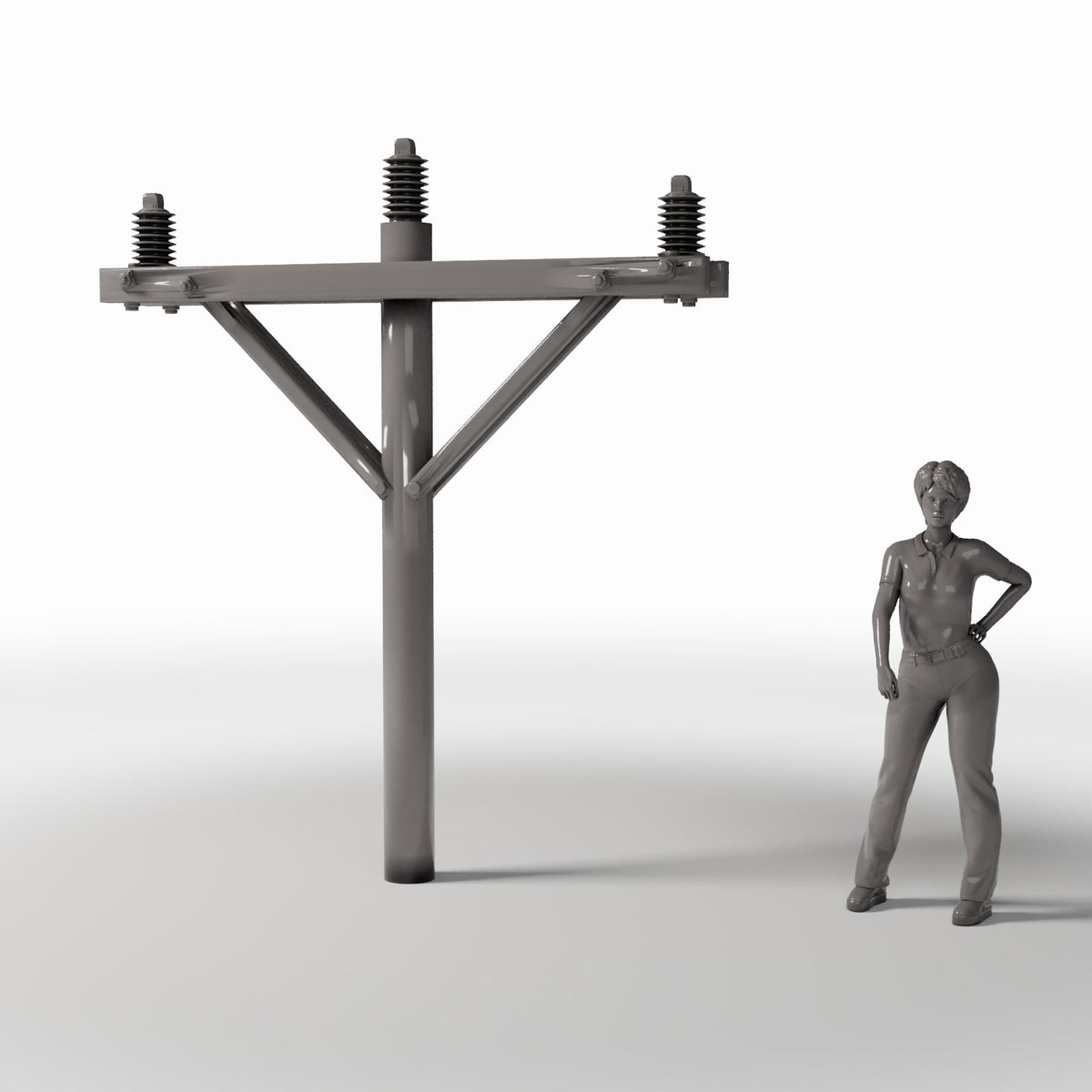 Diorama model-building product photo 1: Diorama Infrastructure: Concrete Utility Pole with 3 Insulators (Ref. 908D)
