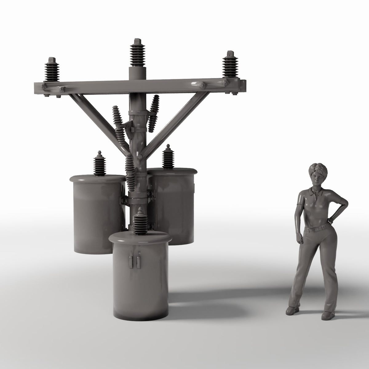 Diorama model-building product photo 1: Diorama Infrastructure: Concrete Utility Pole with Three Transformers (Ref. 910D)
