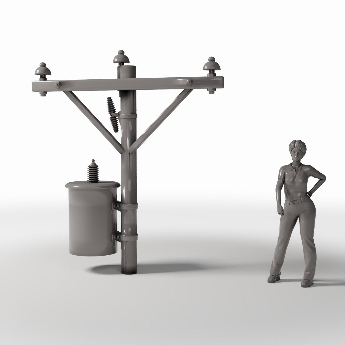 Diorama model-building product photo 1: Diorama Infrastructure: Concrete Utility Pole with Transformer (Ref. 922D)