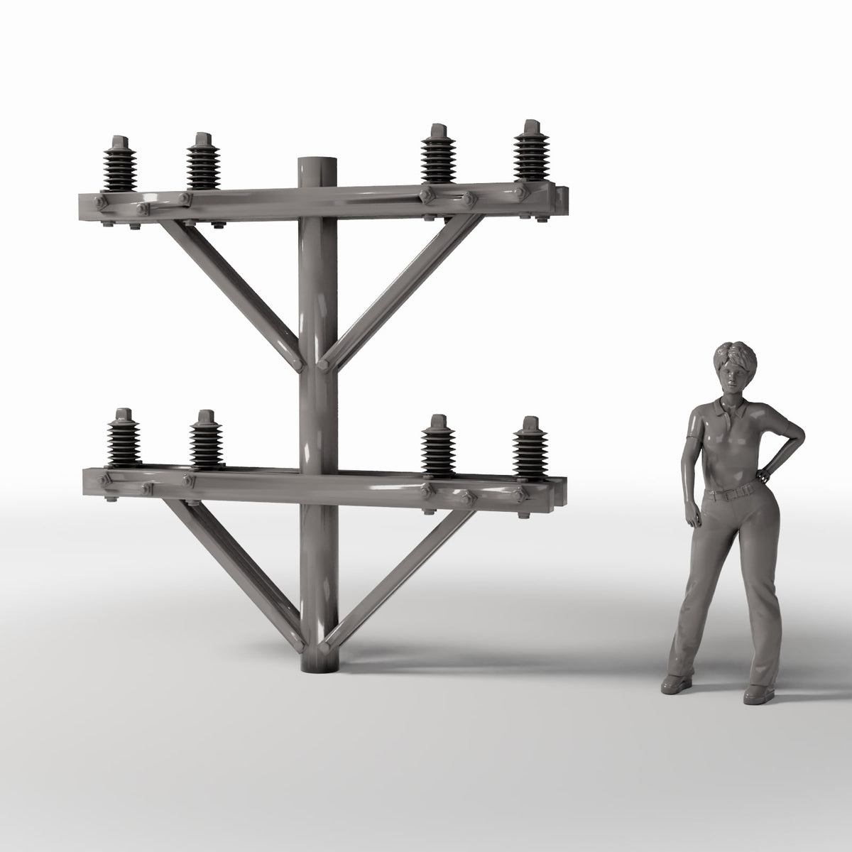 Diorama model-building product photo 1: Diorama Infrastructure: Concrete Power Pole with 8 Insulators (Ref. 924D)