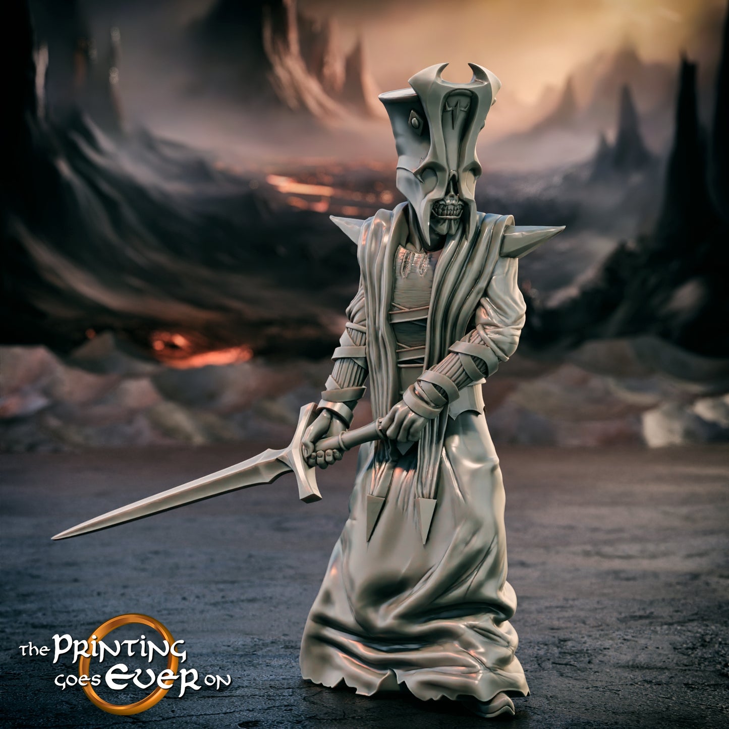 Product photo Tabletop 28mm The Printing Goes Ever On (TPGEO) 0: Dark Ambassador - Mounted and Foot - Regent of the Dark Realm