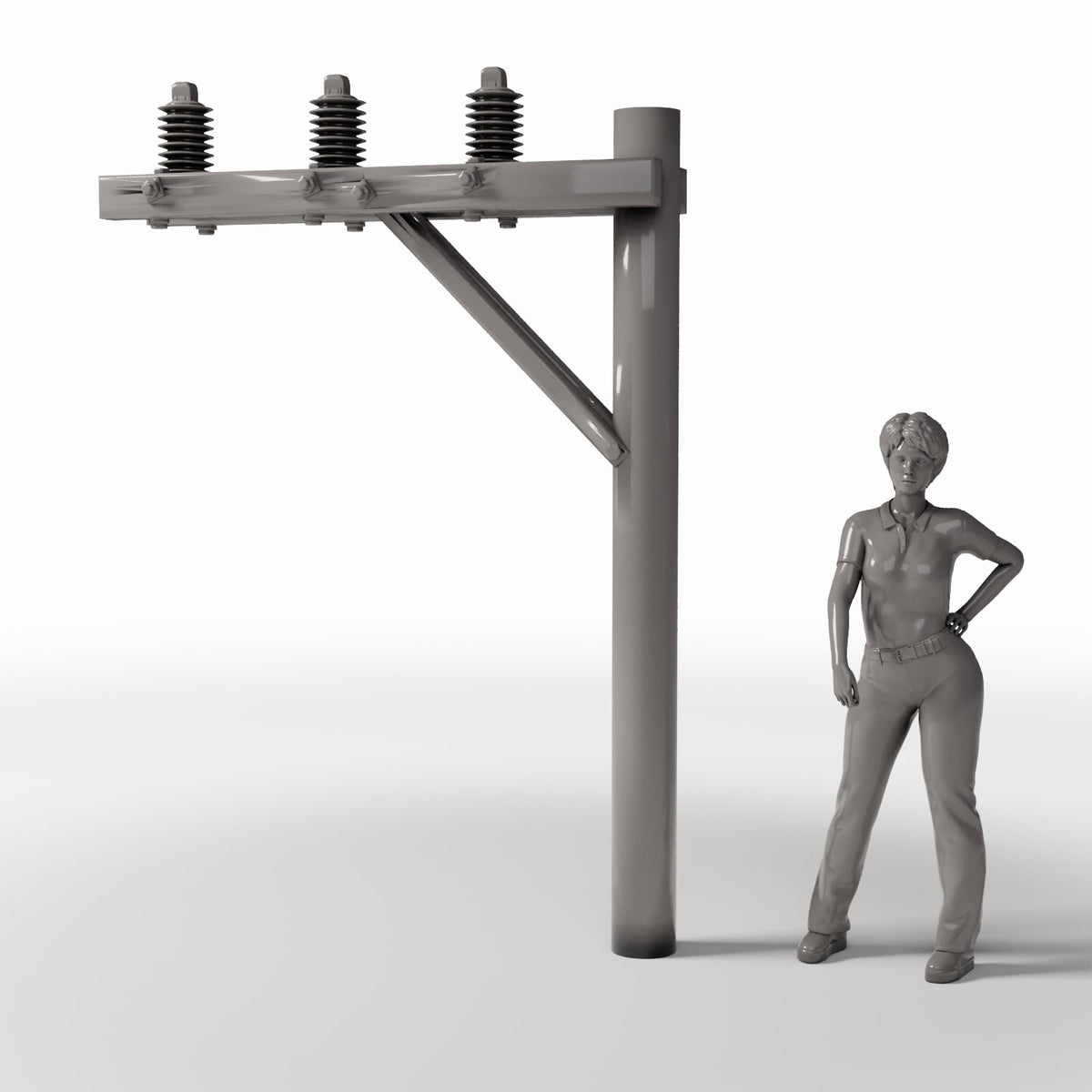 Diorama model-building product photo 1: Diorama Infrastructure: Power Pole with 3 Insulators (Ref. 933D)