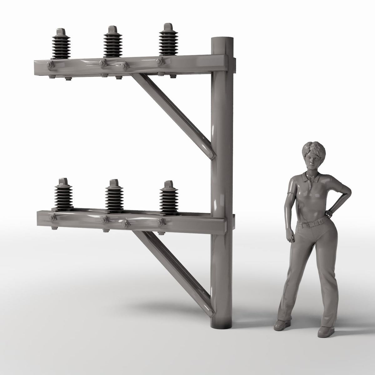 Diorama model-building product photo 1: Diorama Infrastructure: Concrete Utility Pole with 8 Insulators (Ref. 936D)
