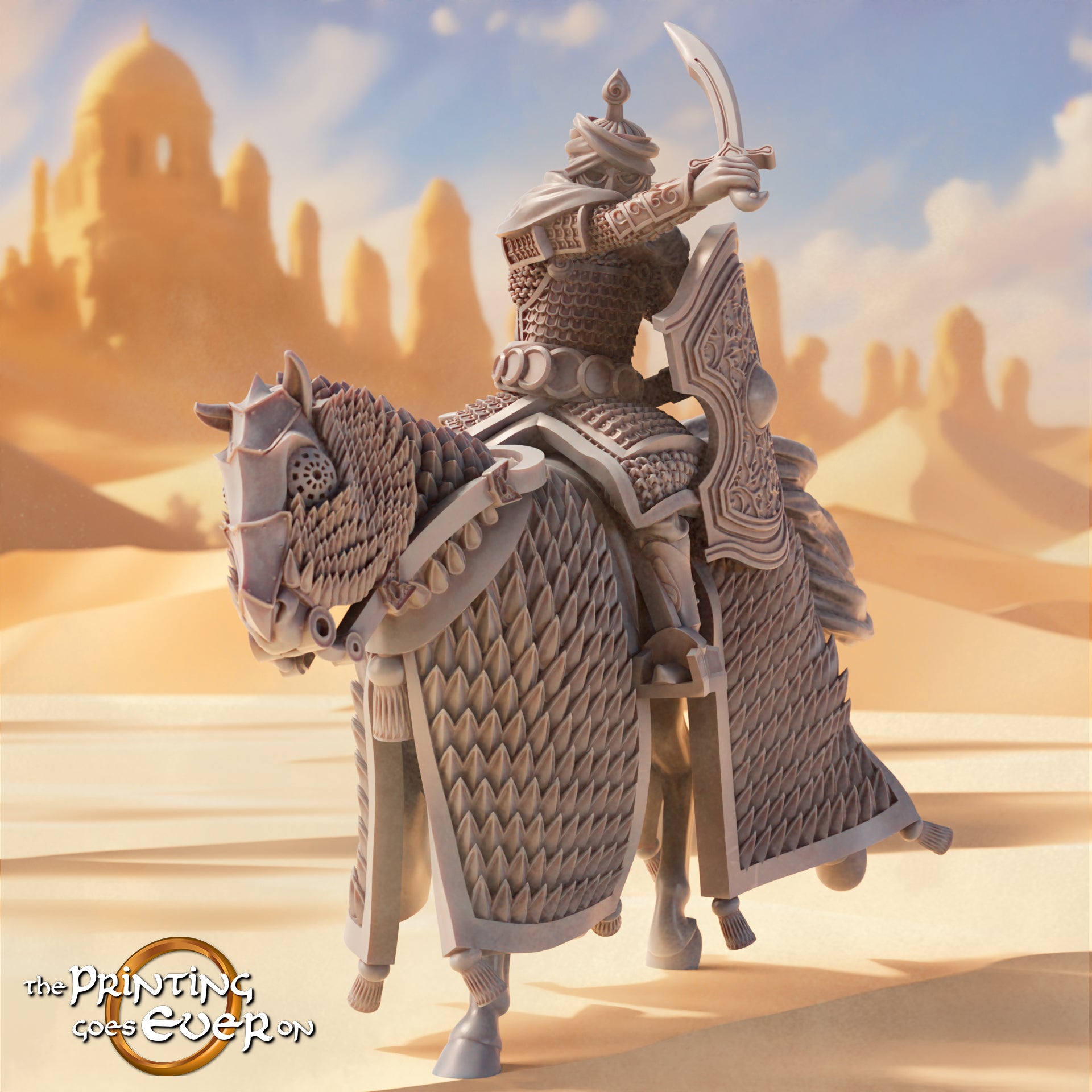 Product photo Tabletop 28mm The Printing Goes Ever On (TPGEO) 0: Riders of the East: Captain and Followers on Horses - Oriental Desert Nomads