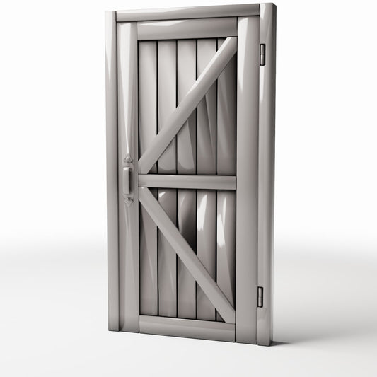 Diorama model-building product photo 0: Diorama Building: Rustic Wooden Door with Z-Bracing (Ref. 963D)