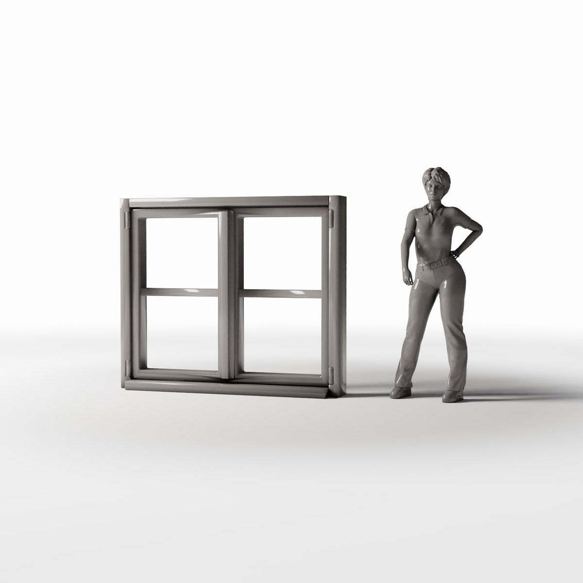 Diorama model-building product photo 1: Diorama Building: Rustic Double Window with Sill (Ref. 967D)