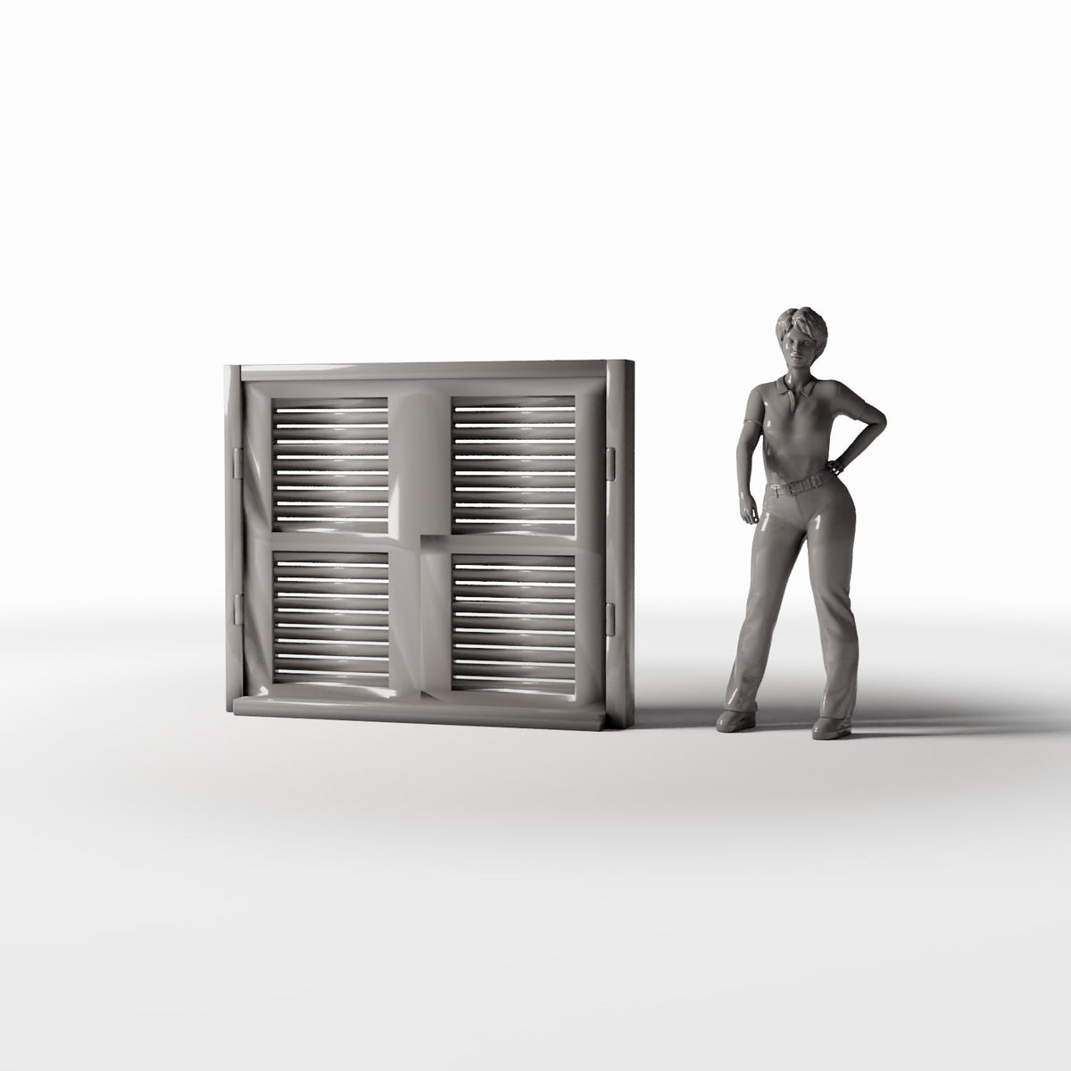 Diorama model-building product photo 1: Diorama Building: Rustic Window with Shutters (Ref. 973D)