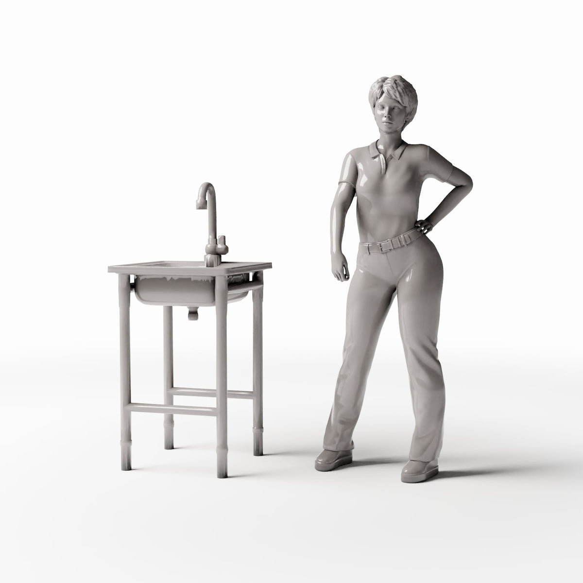 Diorama model-building product photo 1: Diorama Bathroom: Freestanding Washbasin (Ref. 981D)