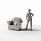 Diorama model-building product photo 1: Diorama Furniture: Upholstered Armchair with Cushion (Ref. 986D)