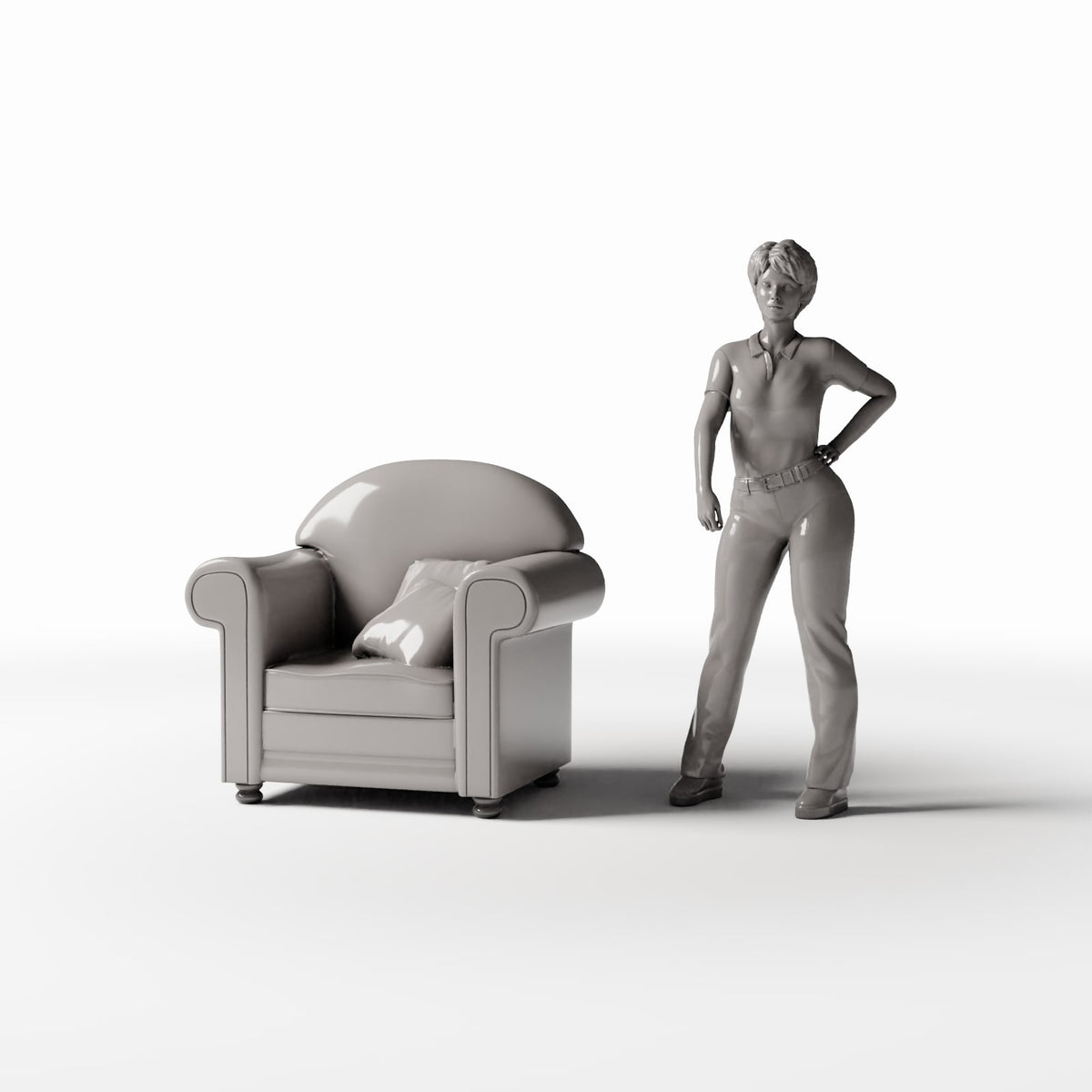 Diorama model-building product photo 1: Diorama Furniture: Upholstered Armchair with Cushion (Ref. 986D)