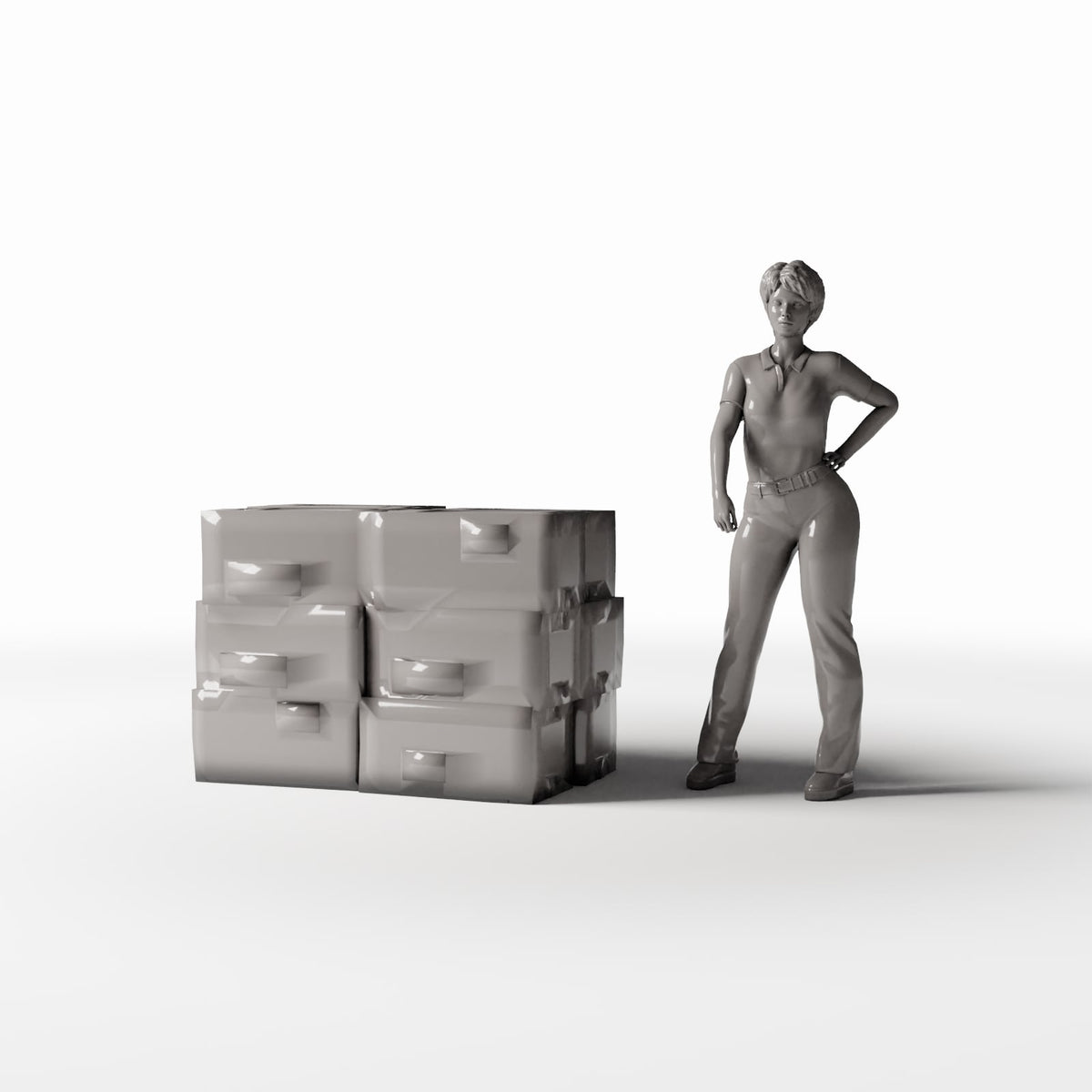 Diorama model-building product photo 1: Warehouse Diorama: Stack of Used Cardboard Boxes (Ref. 987D)