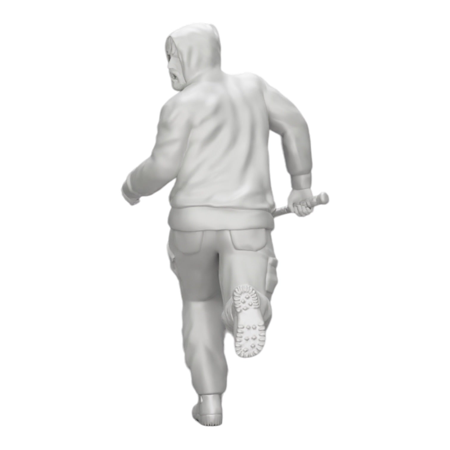 Diorama model building product photo 0: Gangster in hoodie with baseball bat on the run (Ref No. A1)