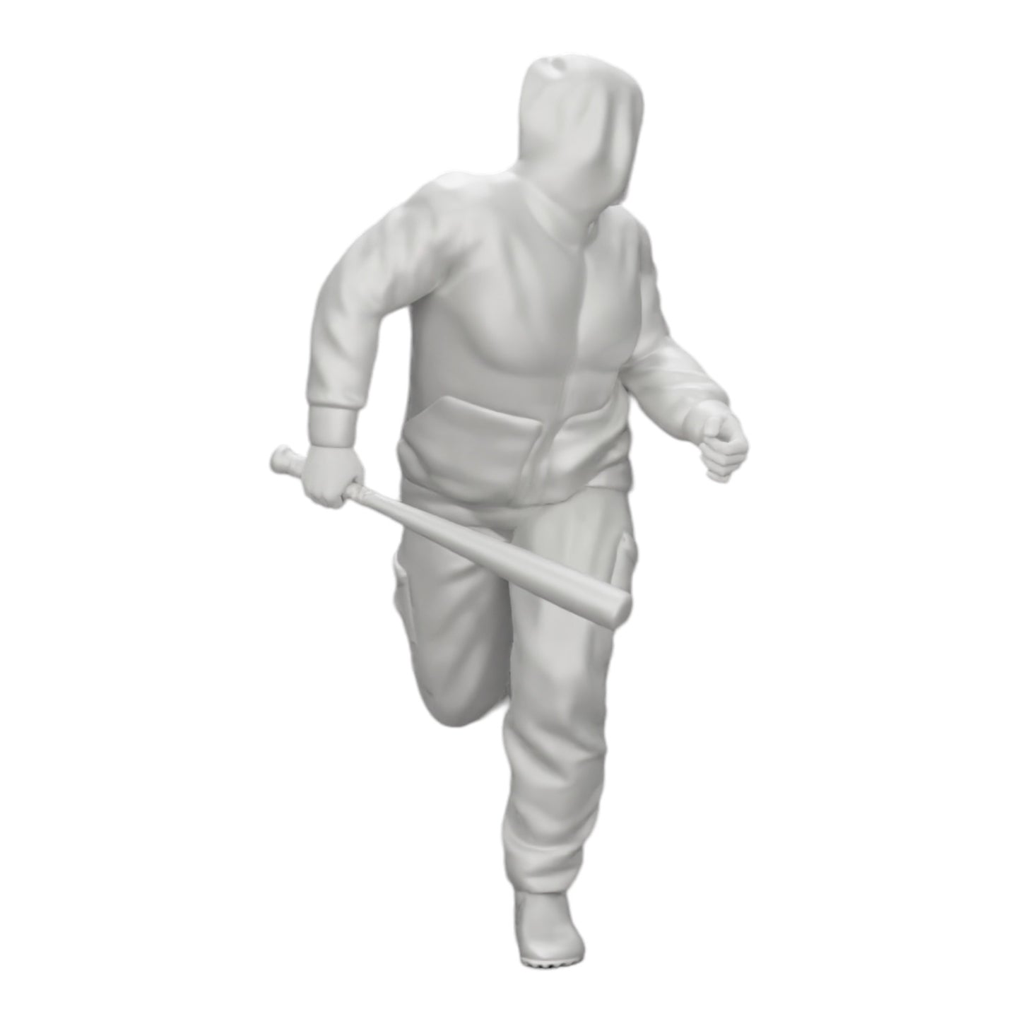 Diorama model building product photo 0: Gangster in hoodie with baseball bat on the run (Ref No. A1)