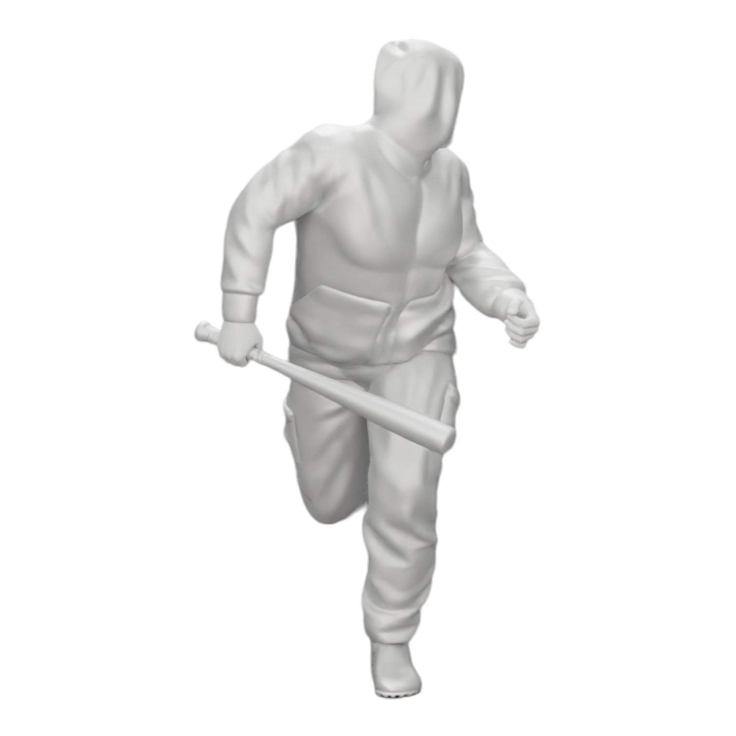 Diorama model building product photo 0: Gangster in hoodie with baseball bat on the run (Ref No. A1)