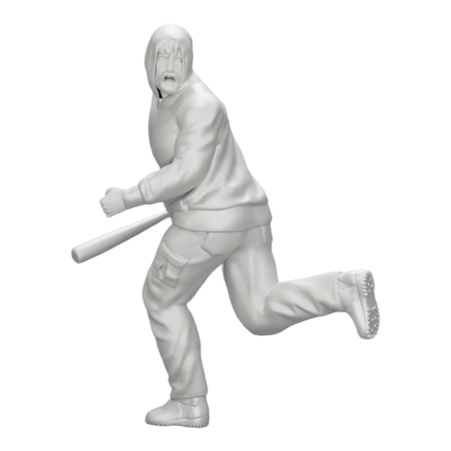 Diorama model building product photo 0: Gangster in hoodie with baseball bat on the run (Ref No. A1)