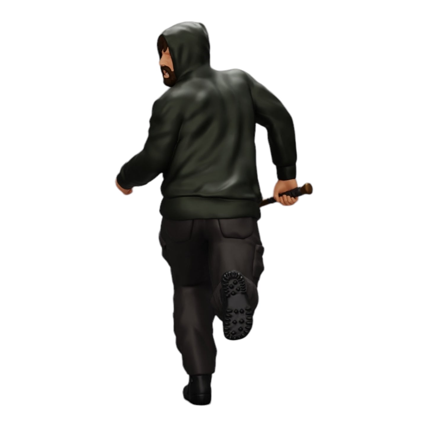 Diorama model building product photo 0: Gangster in hoodie with baseball bat on the run (Ref No. A1)